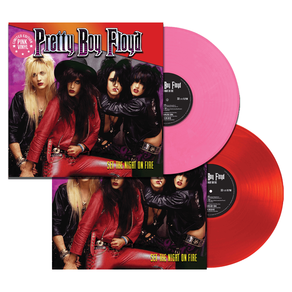 PRETTY BOY FLOYD - Set The Night On Fire Red Vinyl LP Signed store Steve Sex Summers