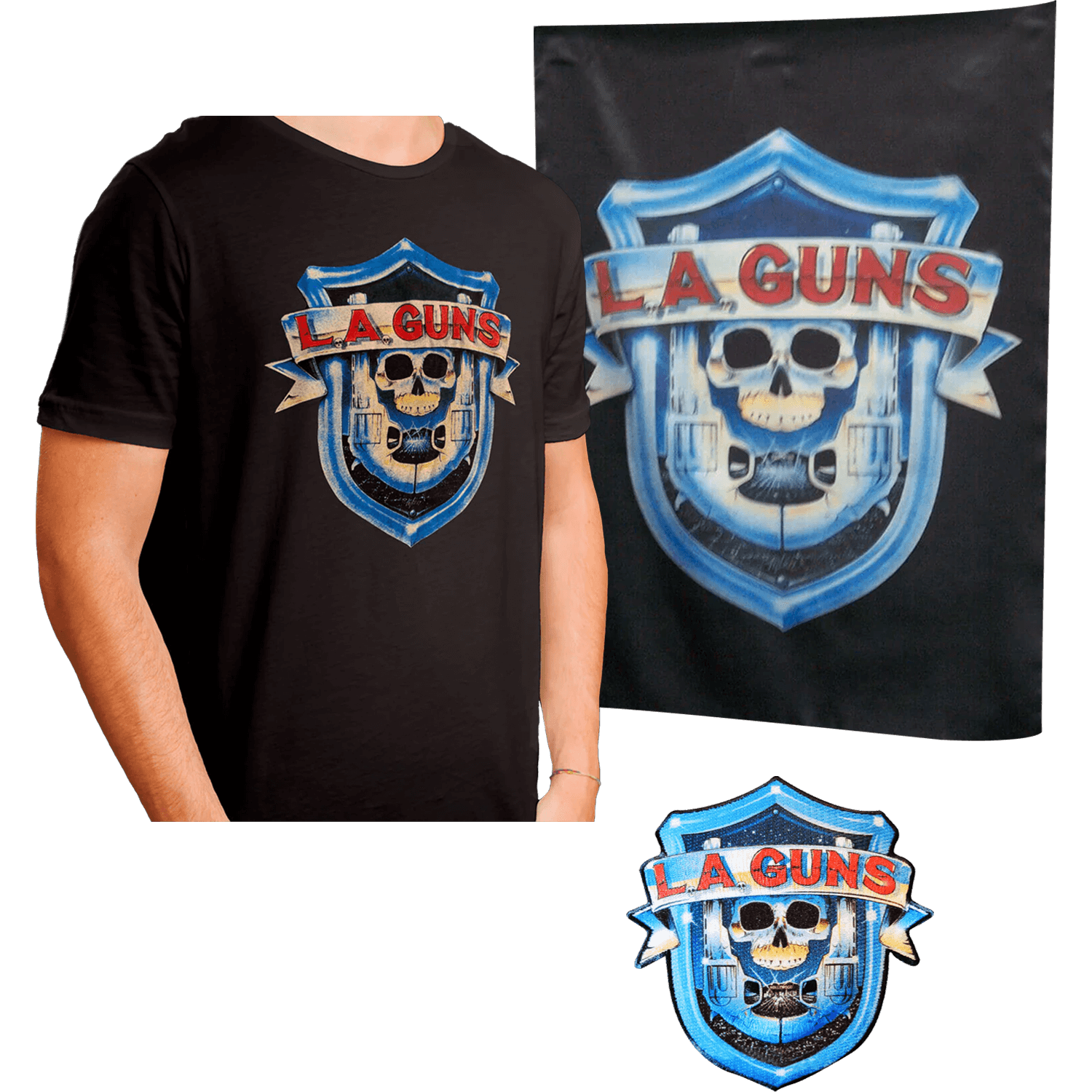L.A. Guns - Bundle (Shirt + Tapestry + Patch) - Cleopatra Records L.A. Guns - Bundle (Shirt + Tapestry + Patch) - Cleopatra Records
