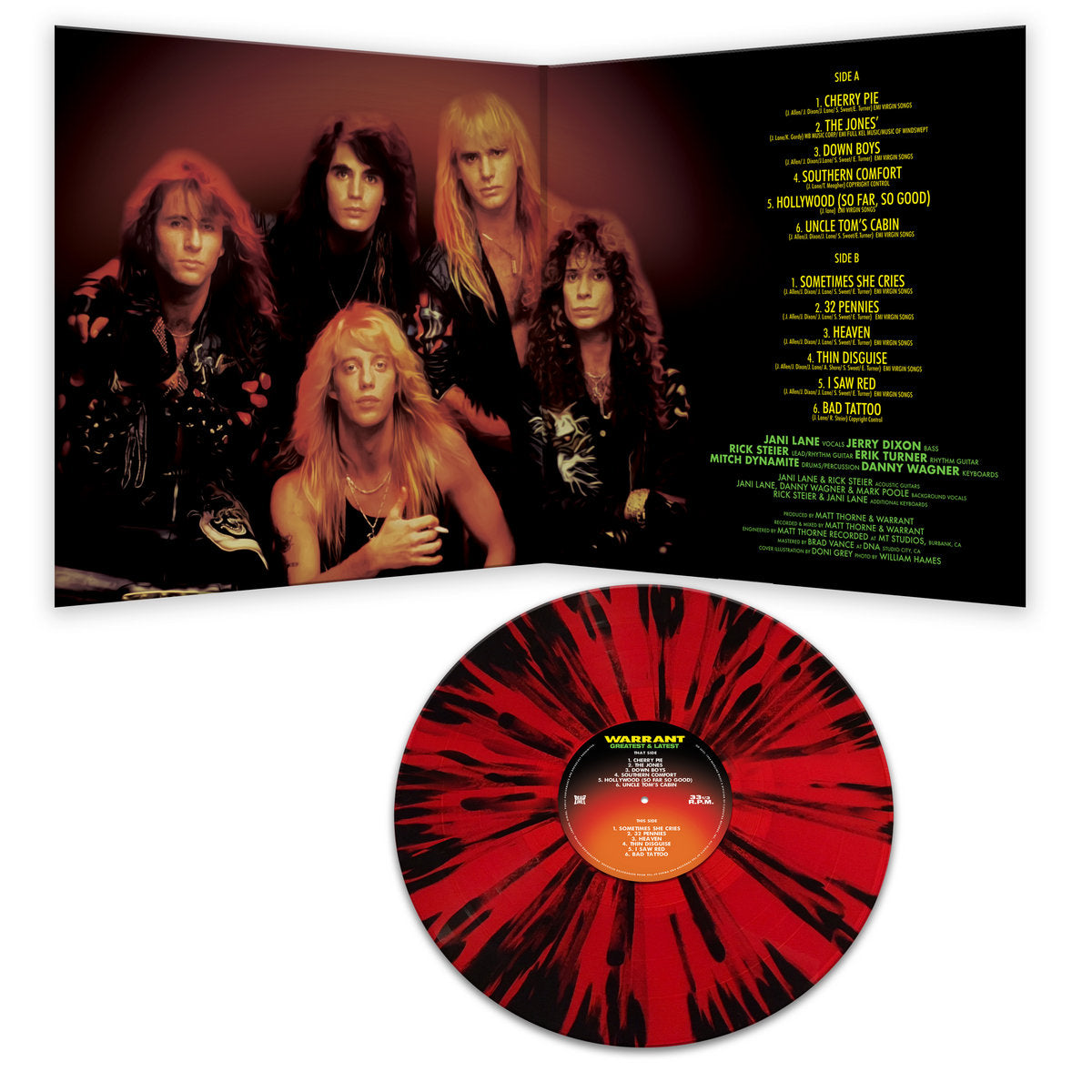 Warrant - Greatest & Latest (Red-Black Splatter Vinyl) - Cleopatra Records