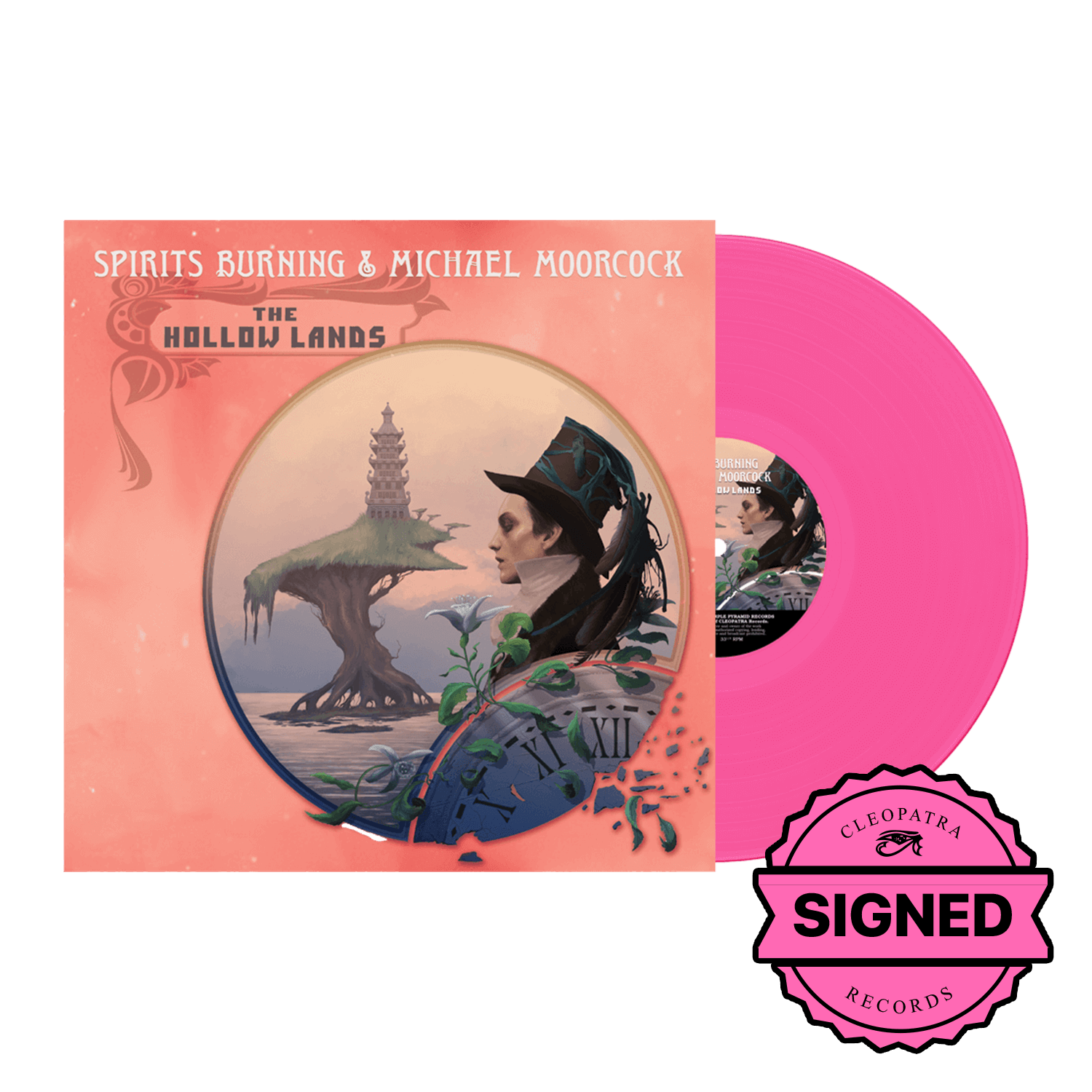 Spirits Burning & Michael Moorcock - The Hollow Lands (Pink Vinyl LP - Signed by Michael Moorcock)