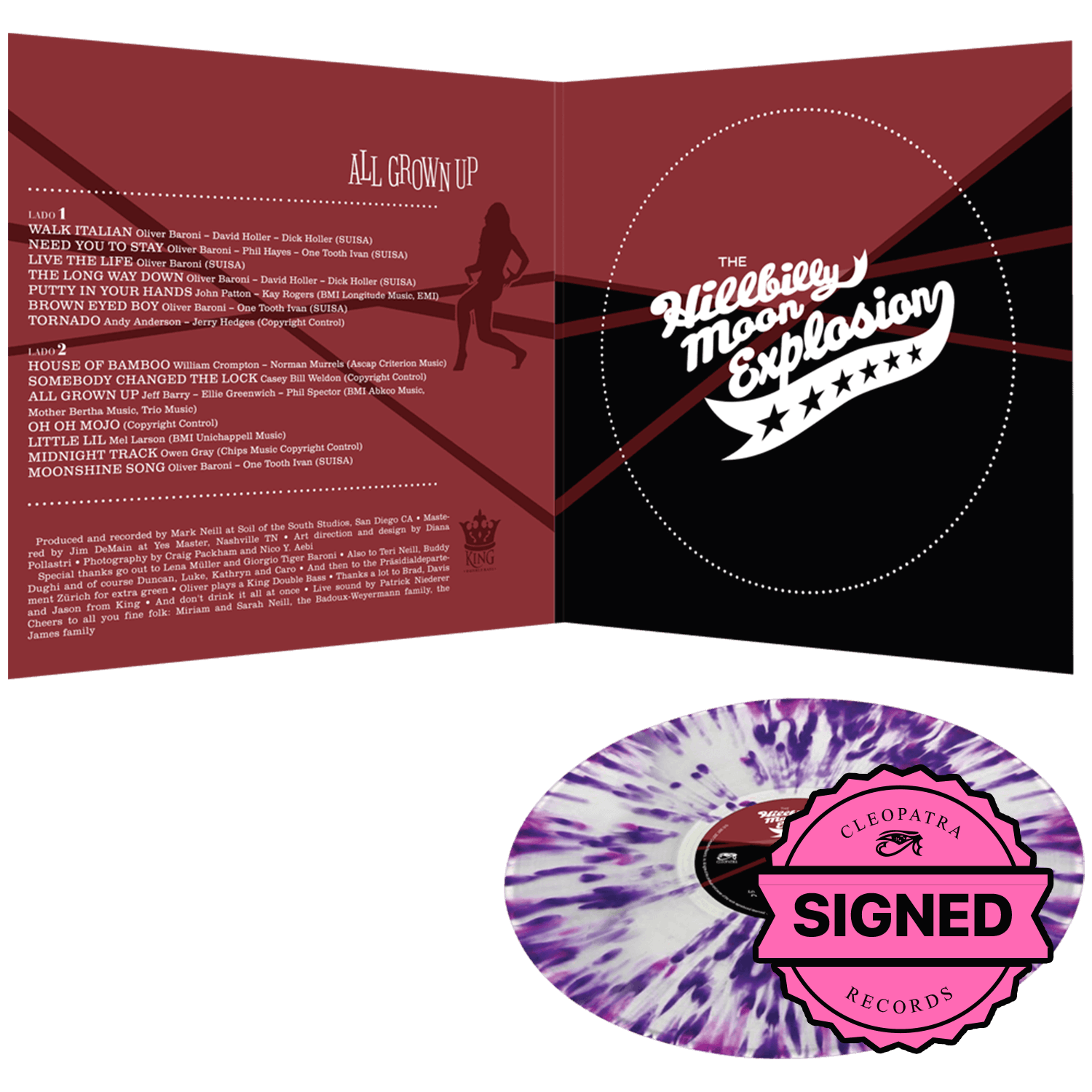 The Hillbilly Moon Explosion - All Grown Up (Limited Edition Splatter Vinyl - Signed by Emanuela Hutter, Oliver Baroni, Duncan James, Sylvain Petite)