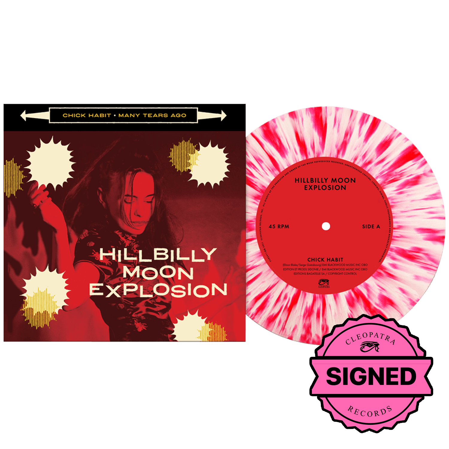 The Hillbilly Moon Explosion - Chick Habit (Limited Edition 7" Splatter Vinyl - Signed by Emanuela Hutter, Oliver Baroni, Duncan James, Sylvain Petite)