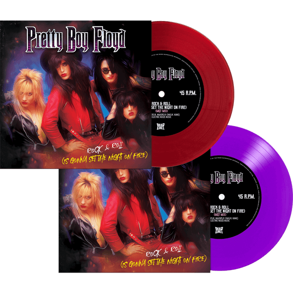 PRETTY BOY FLOYD - Set The Night On Fire Red Vinyl LP Signed store Steve Sex Summers