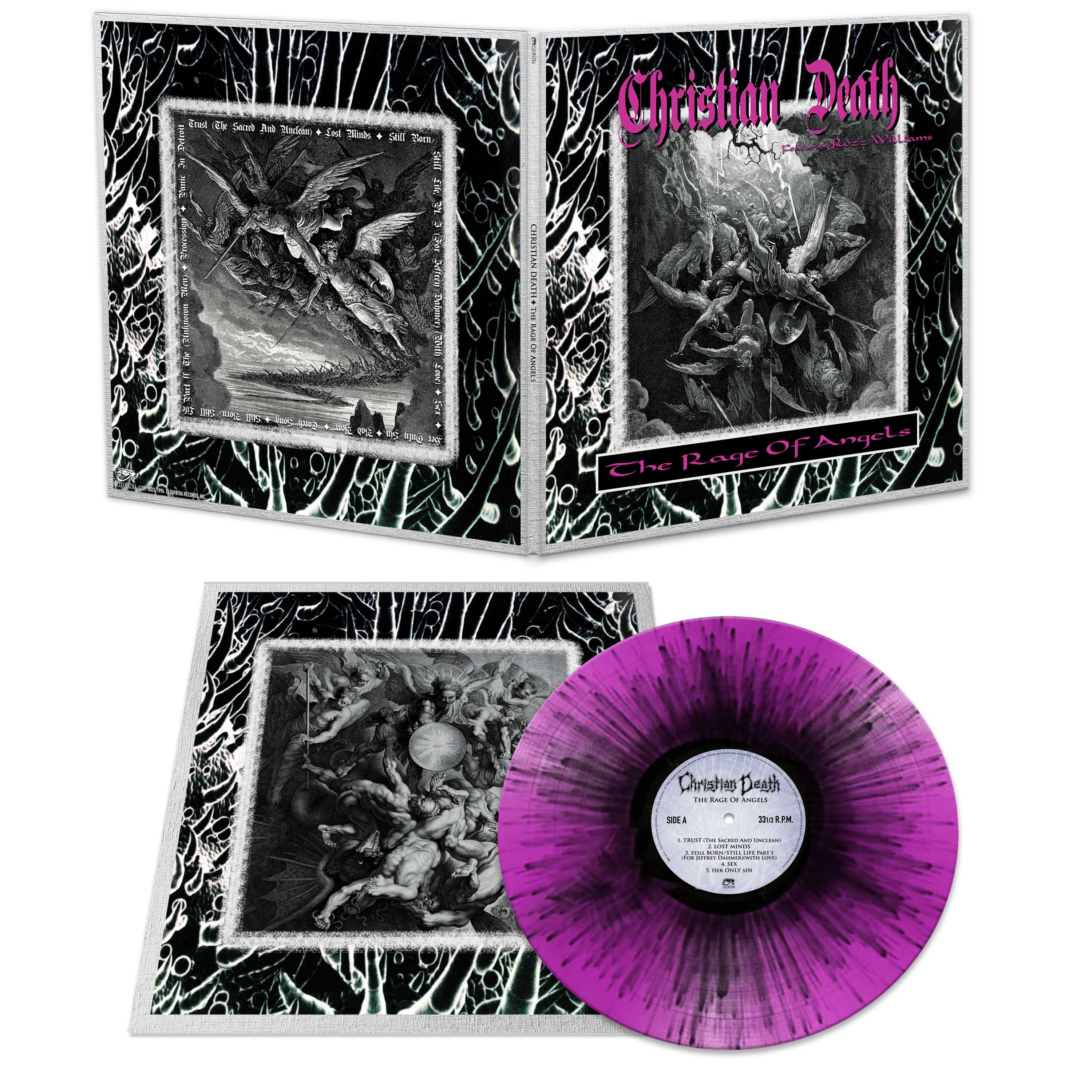 Christian Death Feat. Rozz Williams - The Rage of Angels (Purple-Black Splatter Vinyl) - Cleopatra Records