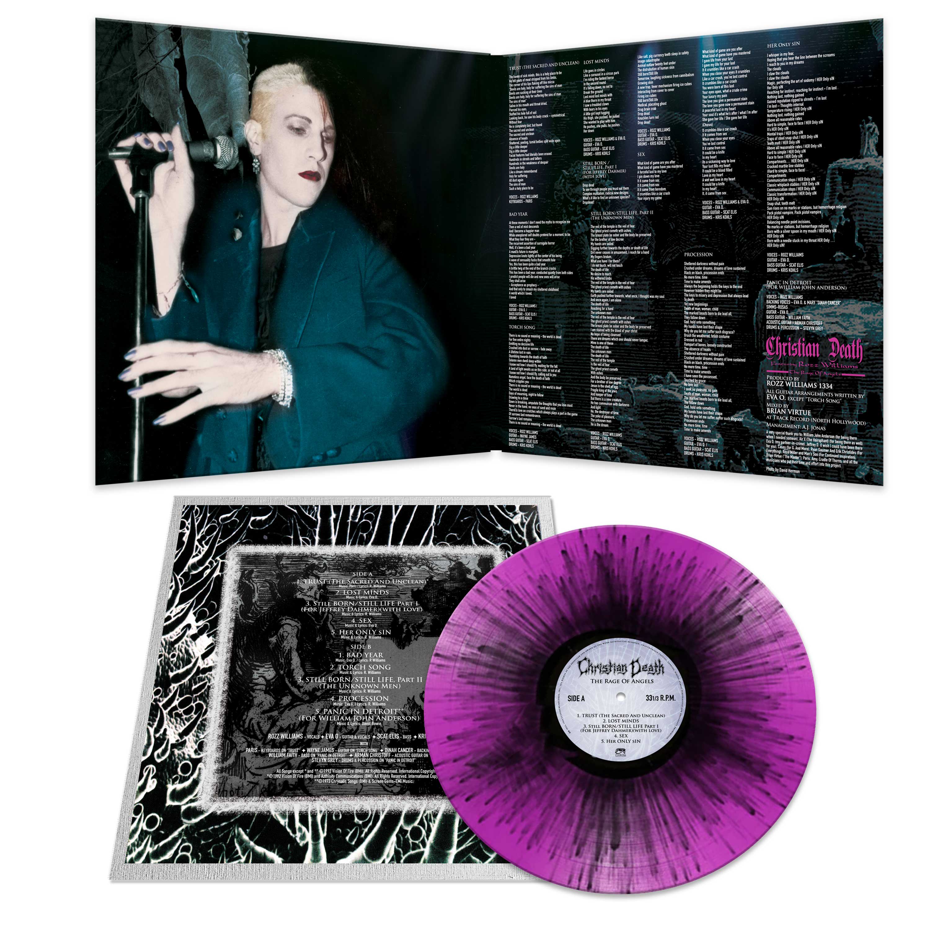 Christian Death Feat. Rozz Williams - The Rage of Angels (Purple-Black Splatter Vinyl) - Cleopatra Records