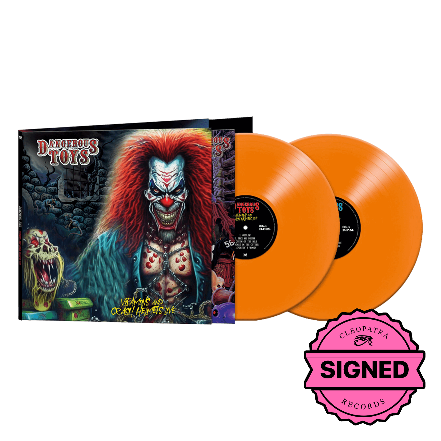 Dangerous Toys - Vitamins & Crash Helmets Live (Orange Double Vinyl LP Signed by Jason McMaster)