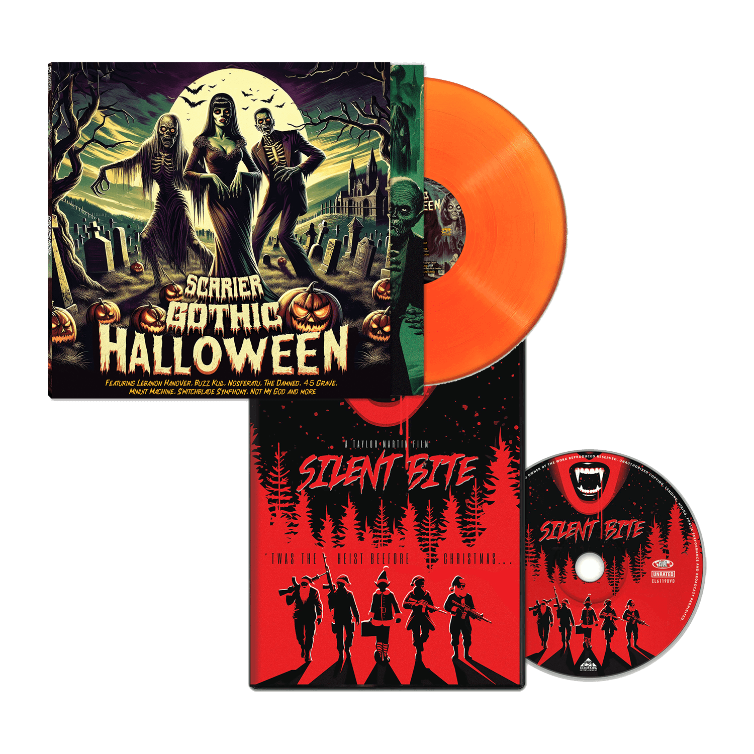 Scarier Gothic Halloween (Orange Vinyl) + Silent Bite (Blu-Ray) Bundle - Cleopatra Records