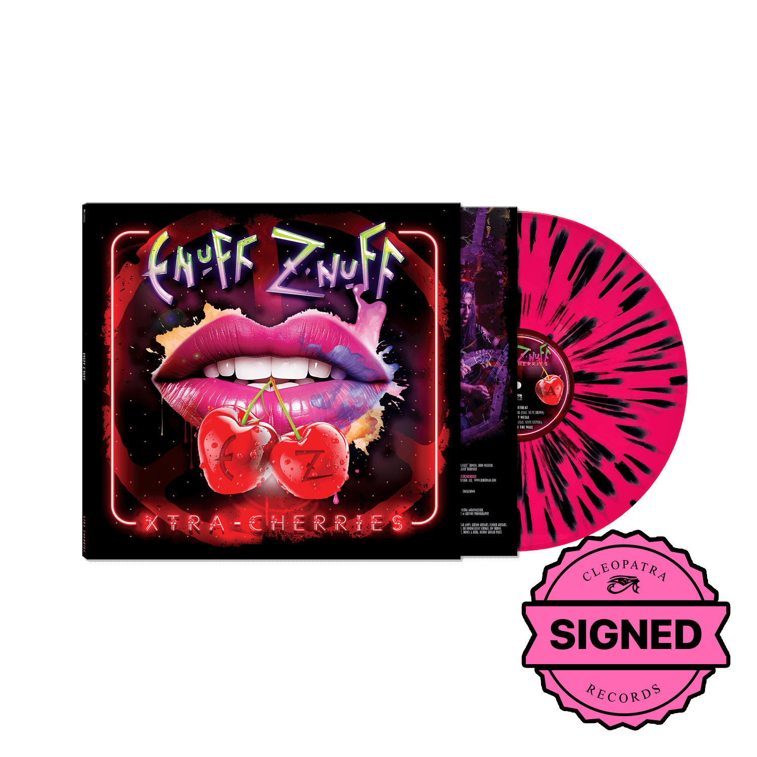 Enuff Z'nuff - Xtra Cherries (Black/Pink/Splatter Vinyl LP - Signed by Chip Z'Nuff)