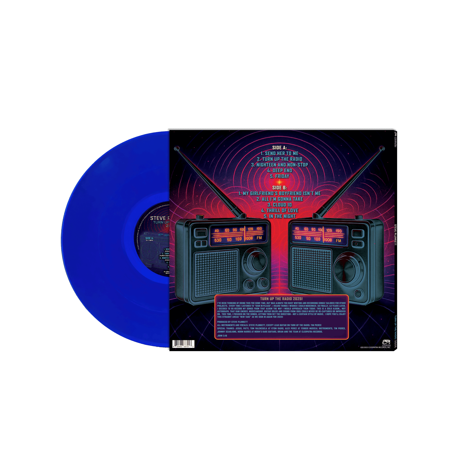 Steve Plunkett - Turn Up The Radio 2025 (Blue Vinyl LP) - Cleopatra Records