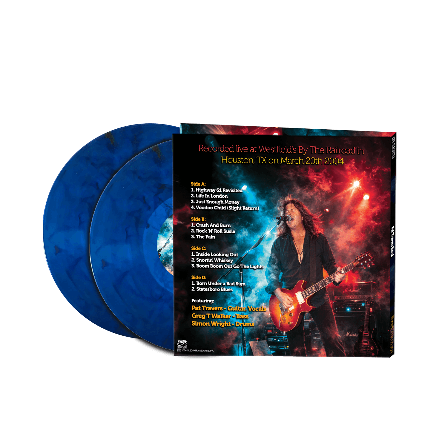 Pat Travers Band - Bluesed Out In Houston (Blue Marble Double Vinyl LP)