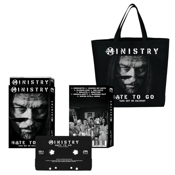 Ministry - Hate To Go - Take Out Or Delivery (Cassette + Tote Bag Bundle) - Cleopatra Records