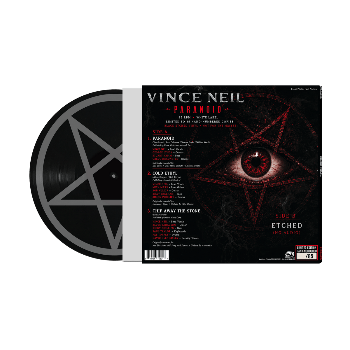 Vince Neil - Paranoid (Black Etched Vinyl - White Label)