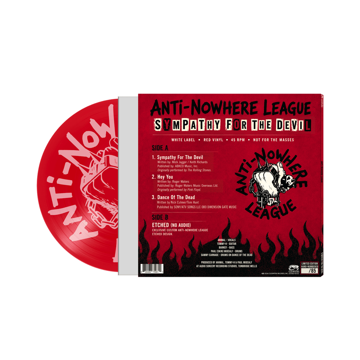 Anti-Nowhere League - Sympathy For The Devil (Red Etched Vinyl - White Label)