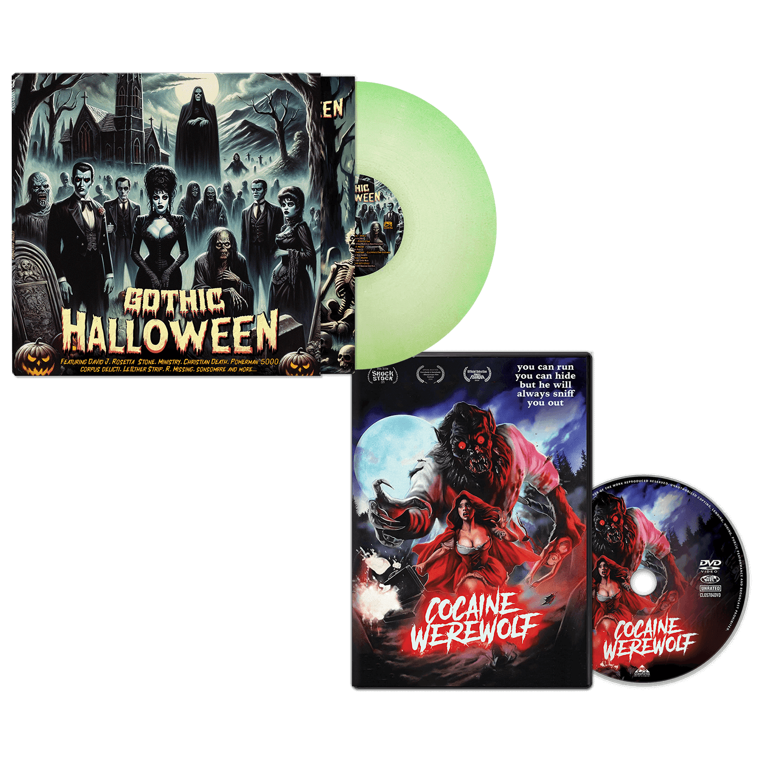 Scarier Gothic Halloween (Orange Vinyl) + Cocaine Werewolf (DVD) Bundle - Cleopatra Records