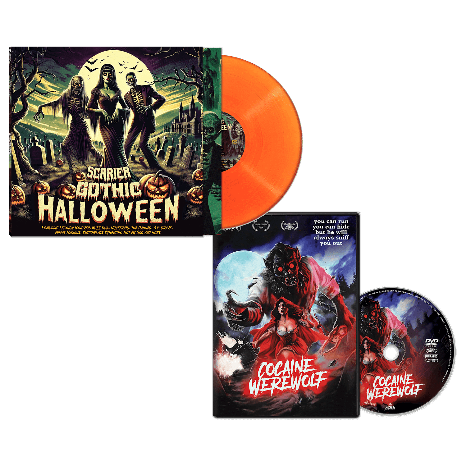 Scarier Gothic Halloween (Orange Vinyl) + Cocaine Werewolf (Blu-Ray) Bundle - Cleopatra Records