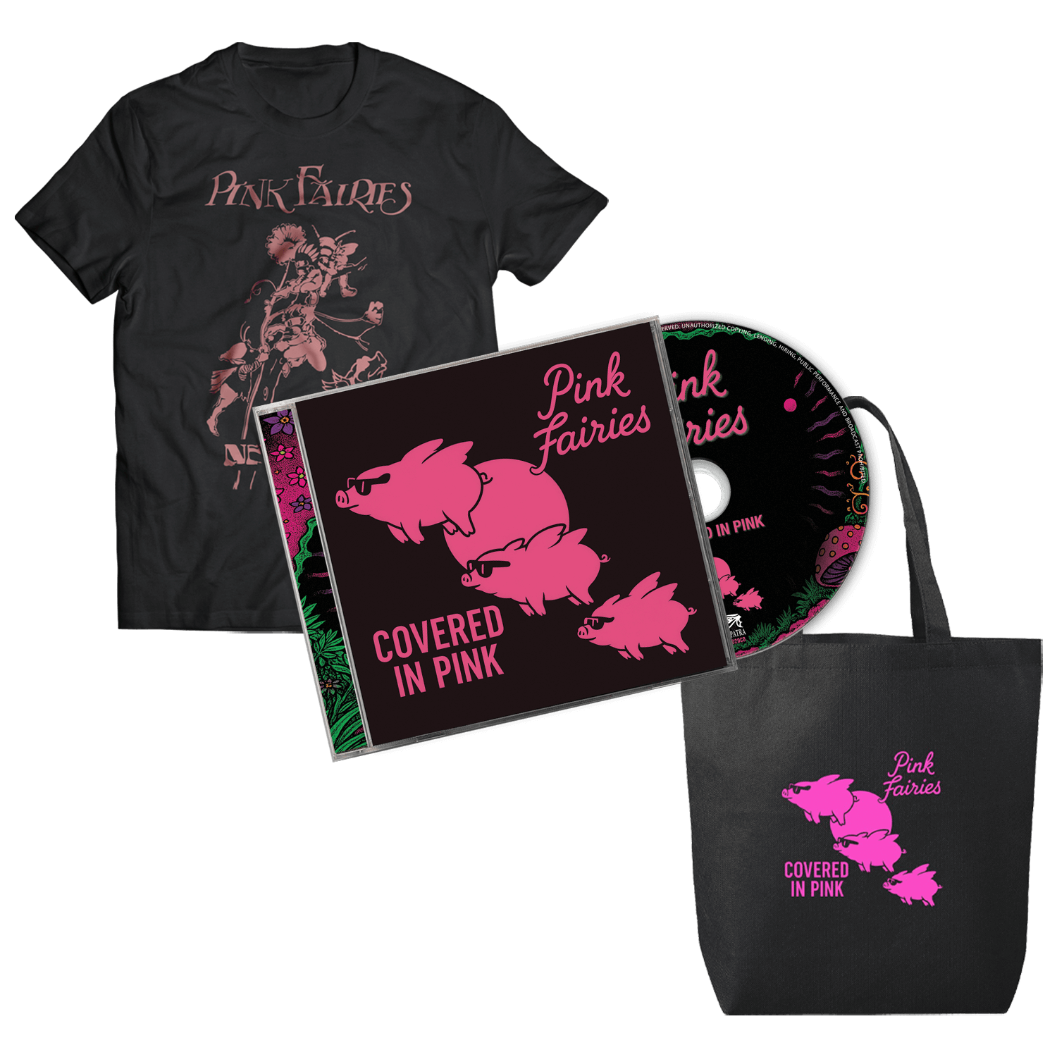 Pink Fairies - Covered In Pink (CD/T-Shirt/Tote - Bundle)